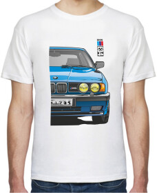 Футболка мужская Avtolife классическая BMW E34 MotorSport Blue белая принт спереди
