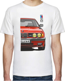 Футболка чоловіча Avtolife класична BMW E34 MotorSport Red біла принт спереду