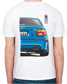 Футболка мужская Avtolife классическая BMW E39 MotorSport ver2 Blue белая принт сзади