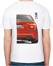 Футболка мужская Avtolife классическая BMW E39 MotorSport ver2 Red белая принт сзади
