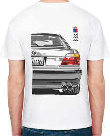 Футболка мужская Avtolife классическая BMW E38 Alpina White белая принт сзади