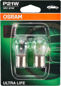 Автолампа Osram Ultra Life P21W BA15s 21 W прозрачная 7506ult02b