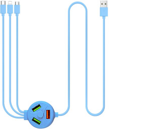 Кабель 3 в 1 XoKo USB - Apple Lightning - type-C - Micro USB SC-3000BL 1,2 м