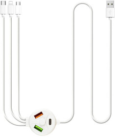 Кабель 3 в 1 XoKo USB - Apple Lightning - type-C - Micro USB SC-3300WT 1,2 м