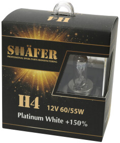 Автолампа Shafer Platinum White +150% H4 P43t 55 W 60 W прозрачная SL3004P