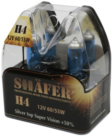 Автолампа Shafer Silver top Super Vision +50% H4 P43t 55 W 60 W светло-голубая SL3004S