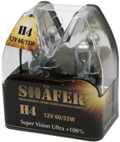 Автолампа Shafer Super Vision Ultra +100% H4 P43t 55 W 60 W прозрачная SL3004