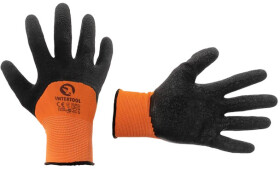 Рукавички робочі Intertool поліестерові з латексним покриттям помаранчеві