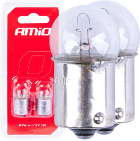 Автолампа Amio R5W BA15s 5 W прозора 03349