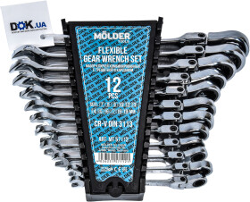 Набір ключів тріскачок комбінованих Molder MT57112 7-19 мм з шарніром 12 шт