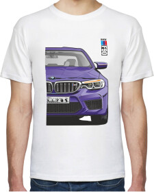 Футболка чоловіча Avtolife BMW F90 MotorSport Violet біла принт спереду і ззаду