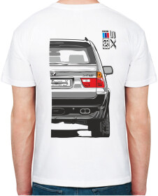 Футболка чоловіча Avtolife класична BMW X5 E53 Stock White біла принт ззаду
