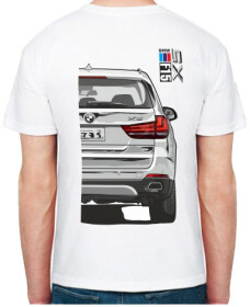 Футболка чоловіча Avtolife класична BMW X5 F15 Stock White біла принт ззаду