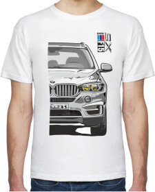 Футболка мужская Avtolife BMW X5 F15 Stock White белая принт спереди и сзади