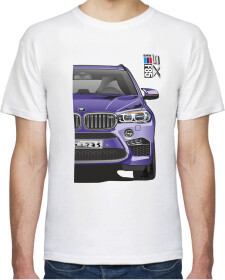 Футболка чоловіча Avtolife класична BMW X5 F85 MotorSport Violet біла принт спереду і ззаду