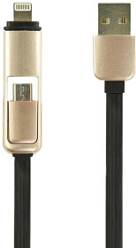 Кабель 2 в 1 Optima Double Flat C-021 45828 USB - Apple Lighting - Micro USB 1 м