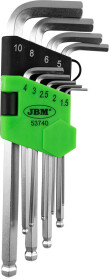 Набор ключей шестигранных JBM 53740 1,5-10 мм с шарообразным наконечником 9 шт