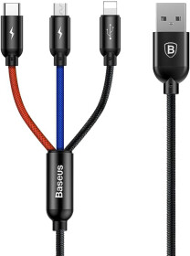 Кабель 3 в 1 Baseus USB - Apple Lightning - type-C - Micro USB Three Primary Colors CAMLT-ASY01 1 м