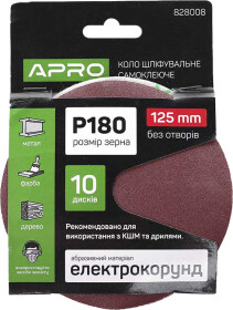 Круг шліфувальний Apro 828008 по металу та дереву P180