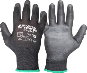 Рукавички робочі MasterTool трикотажні з поліуретановим покриттям чорні