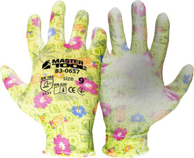 Рукавички робочі MasterTool Хризантема трикотажні з поліуретановим покриттям зелені