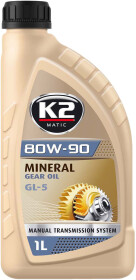 Трансмісійна олива K2 Gear Oil GL-4 GL-5 MT-1 80W-90 мінеральна