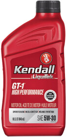 Моторна олива Kendall GT-1 High Performance Motor Oil with LiquiTek 5W-30 напівсинтетична