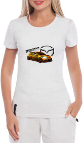 Футболка женская Globuspioner классическая Mazda 3 Gold белая принт спереди