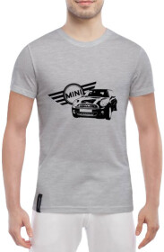 Футболка мужская Globuspioner классическая Mini Cooper 3 серая принт спереди