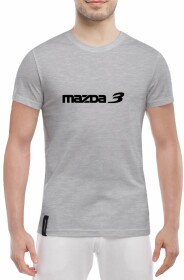Футболка мужская Globuspioner классическая Mazda 3 серая принт спереди