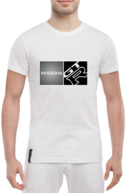 Футболка чоловіча Globuspioner класична Nissan GTR Black біла принт спереду
