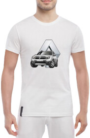 Футболка чоловіча Globuspioner класична Renault Duster біла принт спереду