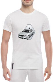 Футболка чоловіча Globuspioner класична Renault Logan Silver біла принт спереду