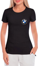 Футболка женская Globuspioner классическая BMW Retro Logo черная принт спереди