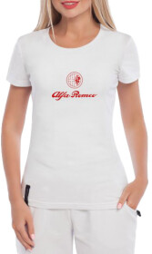 Футболка жіноча Globuspioner класична Alfa Romeo Logo біла принт спереду