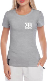 Футболка женская Globuspioner классическая Bugatti Logo серая принт спереди