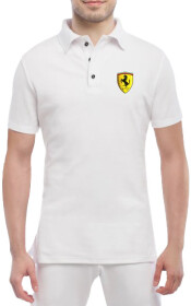 Футболка мужская Globuspioner поло Ferrari Logo 3D белая принт спереди