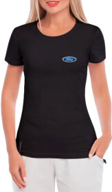 Футболка женская Globuspioner классическая Ford Logo черная принт спереди