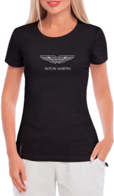 Футболка женская Globuspioner классическая Aston Martin Logo White черная принт спереди