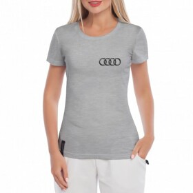 Футболка жіноча Globuspioner класична Audi Logo сіра принт спереду