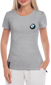 Футболка жіноча Globuspioner класична BMW Logo сіра принт спереду