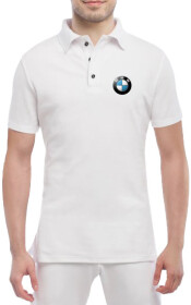 Футболка мужская Globuspioner поло BMW Logo белая принт спереди