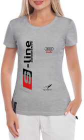 Футболка жіноча Globuspioner класична Audi S-Line Automotive сіра принт спереду