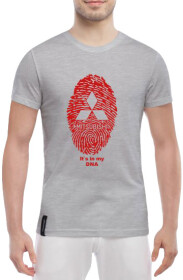 Футболка мужская Globuspioner классическая Mitsubishi DNA серая принт спереди