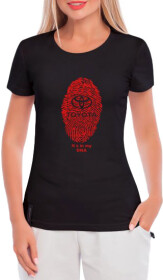 Футболка женская Globuspioner классическая Toyota DNA черная принт спереди