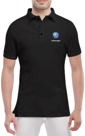 Футболка мужская Globuspioner поло Volkswagen Logo черная принт спереди