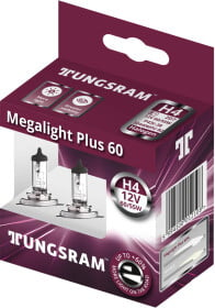 Автолампа Tungsram Megalight Plus H4 P43t 55 W 60 W прозрачная 50440mpu