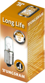 Автолампа Tungsram Miniature Long Life T4W BA9s 4 W прозора 2662L