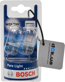 Автолампа Bosch Pure Light W21/5W W3x16q 5 W 21 W прозора 1987301079
