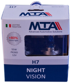 Автолампа MTA Night Vision +80% H7 PX26d 55 W светло-голубая 80715NVB2